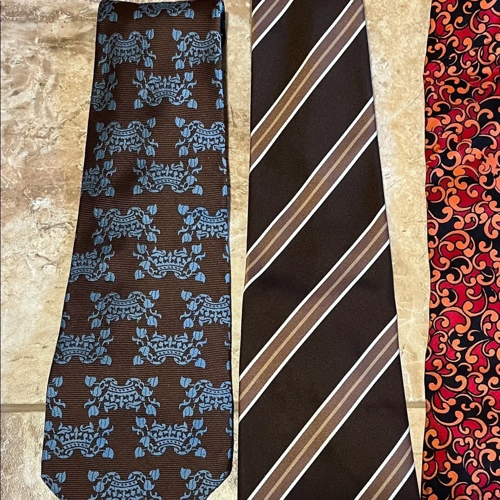 Vintage 70s Men's Tie Collection - Brown, Blue, Orange, Red Colorways - Set of 4